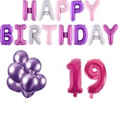 19 jaar Verjaardag Versiering Ballon Pakket Pastel & Roze
