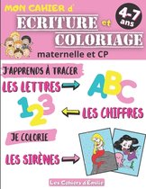 Cahier d'ecriture et coloriage: Apprendre en s'amusant: tracer les lettres capitales & les chiffres et Colorier les sirenes Cahier d'exercices pour enfants de 4-7 ans en maternelle MS/GS ou primaire CP Competences