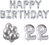 22 jaar Verjaardag Versiering Ballon Pakket Zilver