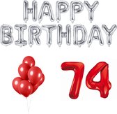 74 jaar Verjaardag Versiering Ballon Pakket Rood & Zilver