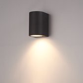 HOFTRONIC Alvin - LED Wandlamp - Downlight - Mat Zwart - IP65 Waterdicht - 1x GU10 Fitting - Geschikt als wandlamp buiten en binnen - Tuinverlichting - Buitenlamp - 3 jaar garantie