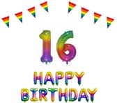 16 jaar Verjaardag Versiering Pakket Regenboog