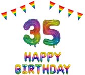 35 jaar Verjaardag Versiering Pakket Regenboog