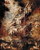 Luxe Wanddecoratie - Fotokunst Peter Paul Rubens - De val van de verdoemden (1620) | Religieuze Hell Inferno Dante  - Hoogste kwaliteit 3mm. Plexiglas met 3mm. Dibond - Blind Alumi