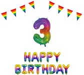 3 jaar Verjaardag Versiering Pakket Regenboog