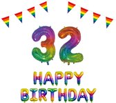 32 jaar Verjaardag Versiering Pakket Regenboog