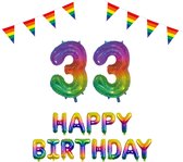 33 jaar Verjaardag Versiering Pakket Regenboog