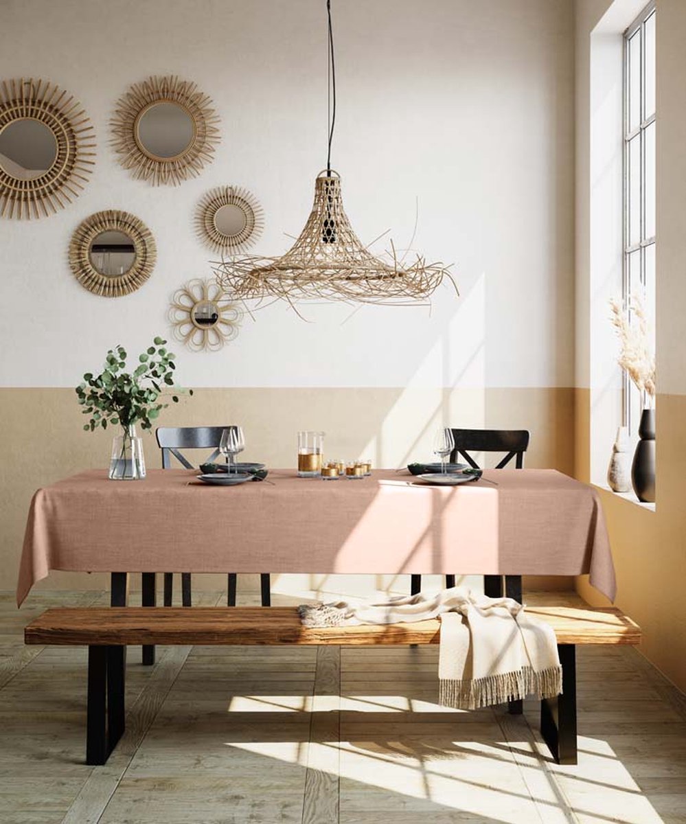 Mistral Home Tafelkleed - 150x250 cm - Gerecycleerd tafellaken - Duurzaam - Katoen linnen - Terracotta