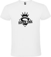 Wit  T shirt met  print van "Super Oma " print Zwart size M