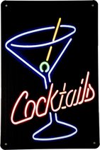 Cocktails - Metalen bord - Wandbord - 20 x 30cm - Cadeau - Metalen borden - Wandborden - Decoratie - UV bestendig - Bar decoratie - Drank - Eco vriendelijk - Cave & Garden