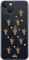 iPhone 13 mini Case - Rock Hands Dark - xoxo Wildhearts Transparant Case