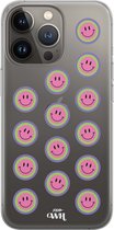 xoxo Wildhearts case voor iPhone 13 Pro Max - Smiley Double Pink - xoxo Wildhearts Transparant Case