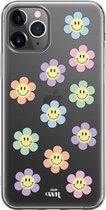 xoxo Wildhearts case voor iPhone 11 Pro - Smiley Flowers Pastel - xoxo Wildhearts Transparant Case