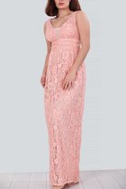 HASVEL-Maxi jurk Dames -Misty rosejurk- Maat M-Galajurk-Avondjurk-Kanten jurk- HASVEL-Women Maxi dress  -Powder Dress- Size M-Prom Dress-Evening Dress- Lace Dress