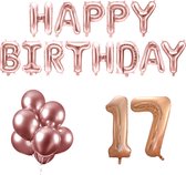 17 jaar Verjaardag Versiering Ballon Pakket Rosé Goud