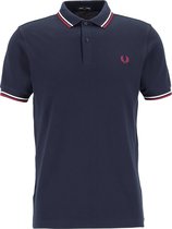 Fred Perry M3600 polo twin tipped shirt - heren polo - Navy / Ecru / Tawny Port -  Maat: M