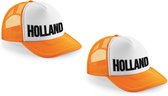 4x stuks oranje snapback cap/ truckers pet Holland zwarte letters dames en heren - supporter - Koningsdag/ EK/ WK caps