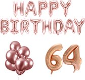 64 jaar Verjaardag Versiering Ballon Pakket Rosé Goud