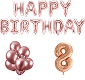 8 jaar Verjaardag Versiering Ballon Pakket Rosé Goud