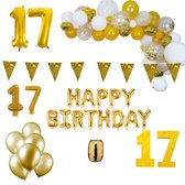 17 jaar Verjaardag Versiering Pakket Goud XL