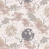 Bonita tafelzeil - 160 cm rond - Flowers birds pink - 4X9-03