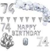 74 jaar Verjaardag Versiering Pakket Zilver XL
