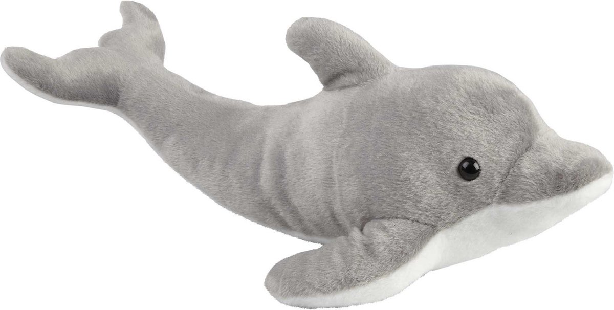 Ravensden Pluche knuffel dier - Dolfijn - grijs - van 45 cm - Dolfijnen - Leuk als cadeau - Zee - Vissen