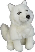 Pluche wit poolwolf knuffel 28 cm - Pooldieren knuffels - Speelgoed knuffeldieren/knuffelbeest voor kinderen