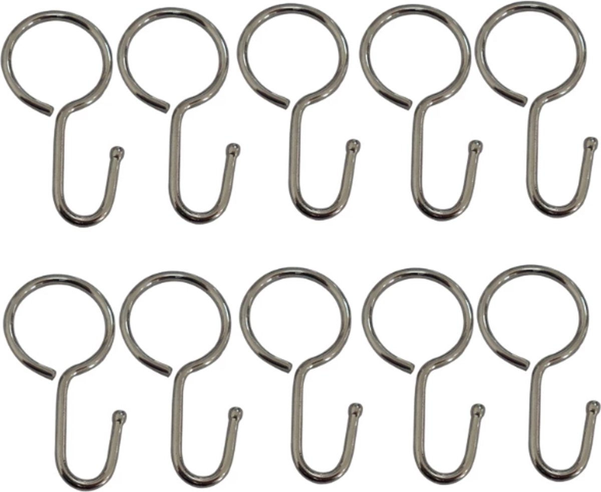 FSW-Products - 10 Stuks - Inschuif Kuifhaken - Kuifhaak - 44x19mm - RVS - Profielkuifhaken - Schelphaken - Gordijnhaken - S Vorm - Plooihaken - Gordijn Haakjes - Prikhaak Gordijnband - Douchegordijn
