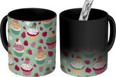 Magische Mok - Foto op Warmte Mokken - Koffiemok - Cupcake - Aardbei - Bakkerij - Design - Magic Mok - Beker - 350 ML - Theemok
