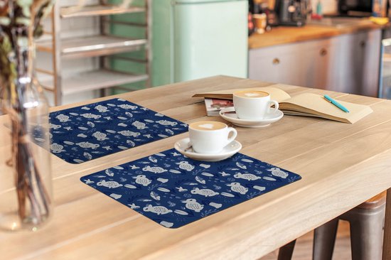 Set de table - Napperons en plastique - Lapins - Scandinavie - Motifs - 45x30 cm - 6 pièces - Résistant à la chaleur - Antidérapant - Coussinet - Amovible