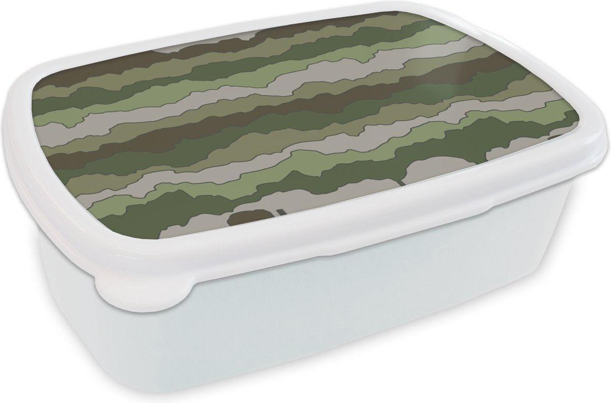 Broodtrommel Wit - Lunchbox - Brooddoos - Camouflage - Patronen - Leger - 18x12x6 cm - Volwassenen
