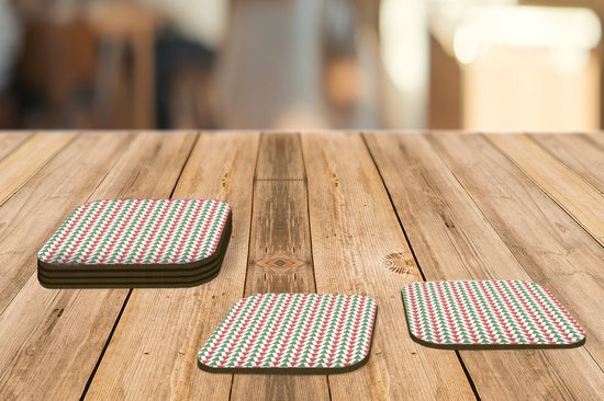 Sous-verres pour verres - Noël - Motifs - Driehoek - 10x10 cm - Sous-verres en verre - 6 pièces