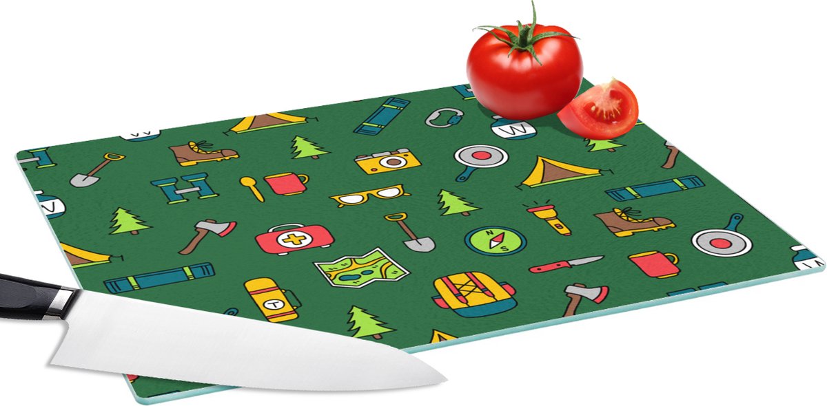 Glazen Snijplank - 39x28 - Kamperen - Tent - Bijl - Backpack - Snijplanken Glas