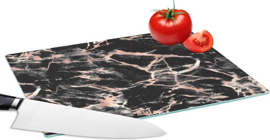 Snijplank marmeren look - zwart - 30x42x0.04 cm