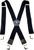 Bretelles noires avec quatre clips en acier robustes et larges qui ne se desserrent pas