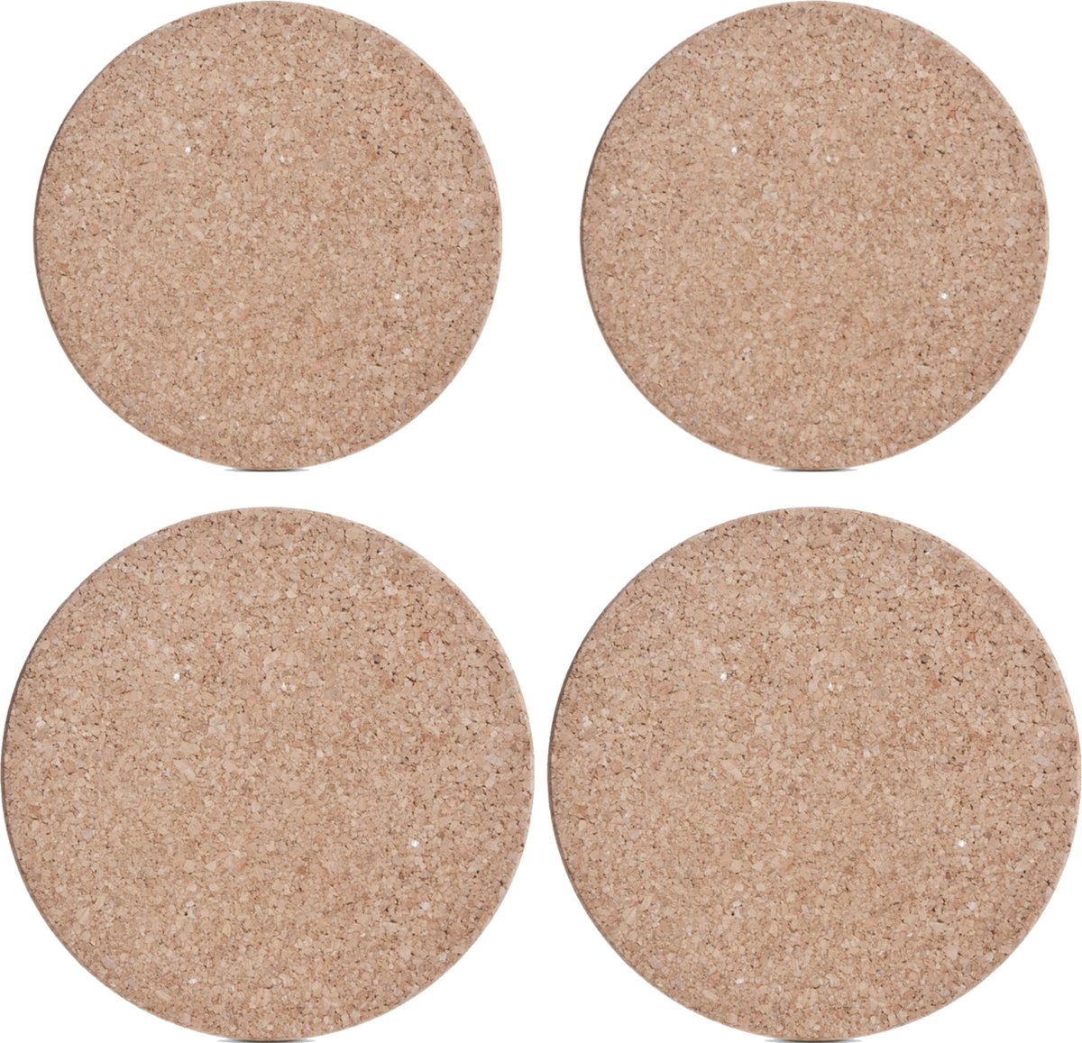 Set van 4x pannenonderzetters kurk rond 20 en 23 cm - Van beide formaten 2x stuks