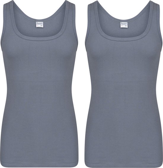 Set van 2x stuks Beeren heren hemd/singlet donker grijs 100% katoen - Heren ondergoed hemden, maat: XL