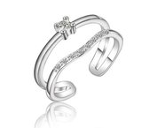 Ring dames | zilveren ring dames | Zirkonia steentjes | liefdes ring | zilver 925 plated | one size ring | verstelbare ring | cadeau voor vrouw | dubbele damesring |