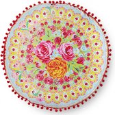 sierkussen rond Happiness 55 cm polyester roze/beige