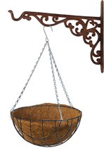 Hanging basket 25 cm met metalen muurhaak en kokos inlegvel - Complete hangmand set van gietijzer