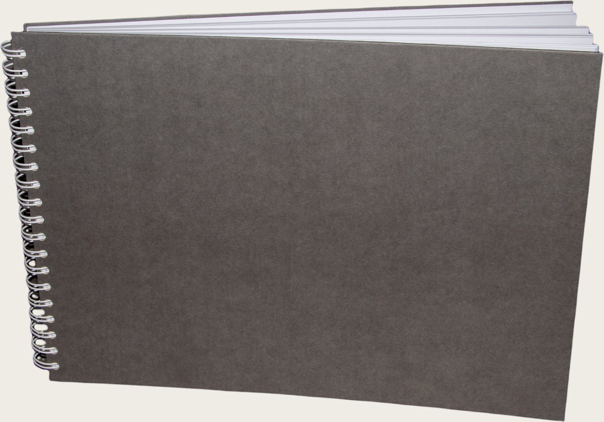 Luxe Schetsboek Tekenblok - 25 x 35 cm - 140grams wit papier - Grijs omslag - Ringband