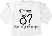 Shirt kind-trouwen-aanzoek-mama...papa wil je iets vragen-wit-zwart-Maat 62