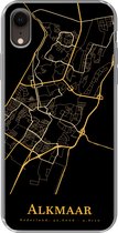 Geschikt voor iPhone XR hoesje - Alkmaar - Stadskaart - Goud - Zwart - Siliconen Telefoonhoesje