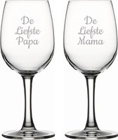 Gegraveerde witte wijnglas 26cl De Liefste Mama-De Liefste Papa
