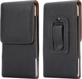 Telestore - Leren flip tasje hoesje + clip broekclip - riem hoesje - broek clip - Hoesje voor op het werk - Samsung Galaxy S21 FE