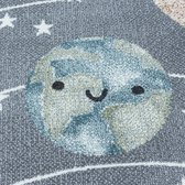 Tapis pour enfants à poil ras Motif de Espace Soleil Lune Planètes Gris