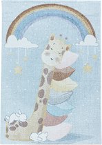Tapis a poil ras chambre d'enfant Tapis pour enfants Arc en ciel Girafe Bleu