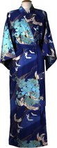 DongDong - Originele Japanse kimono - Polyester - Kraanvogel motief - Blauw - L/XL