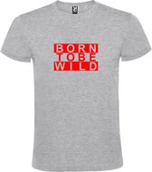 Grijs T shirt met print van " BORN TO BE WILD " print Rood size M